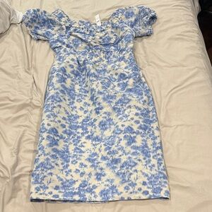 J. Crew Blue and White Floral Midi Dress